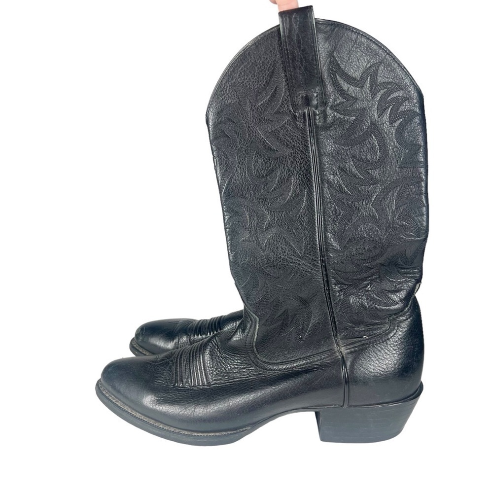 Ariat Heritage R Toe Western Cowboy Boots Black Deertan Leather Mens Size 12